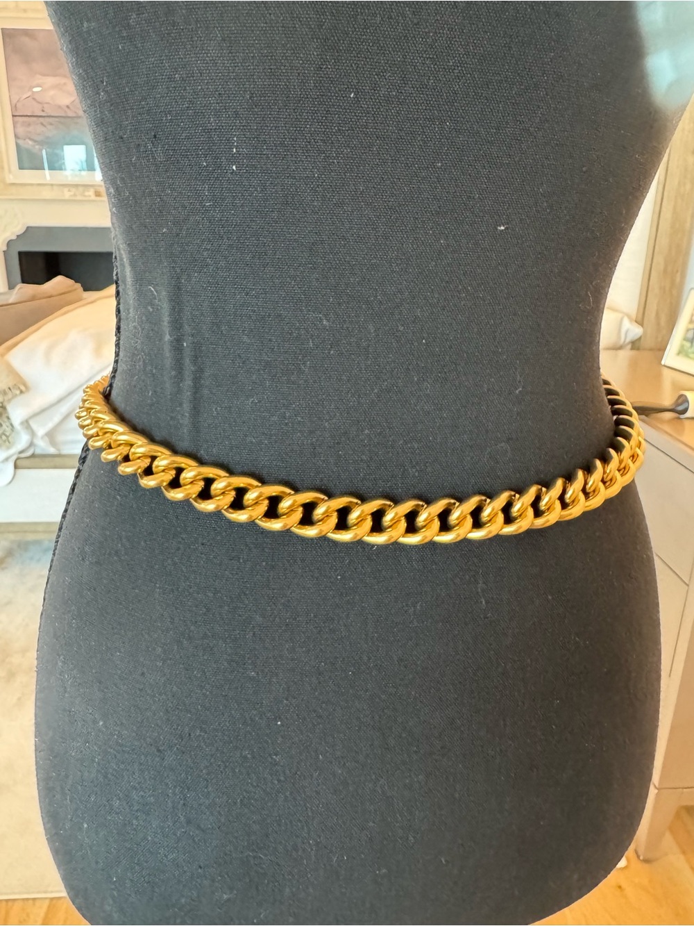 NWOT, ZIMMERMANN Gold Chain Accent Skinny Women’s Belt - BLACK/GOLD adjustable